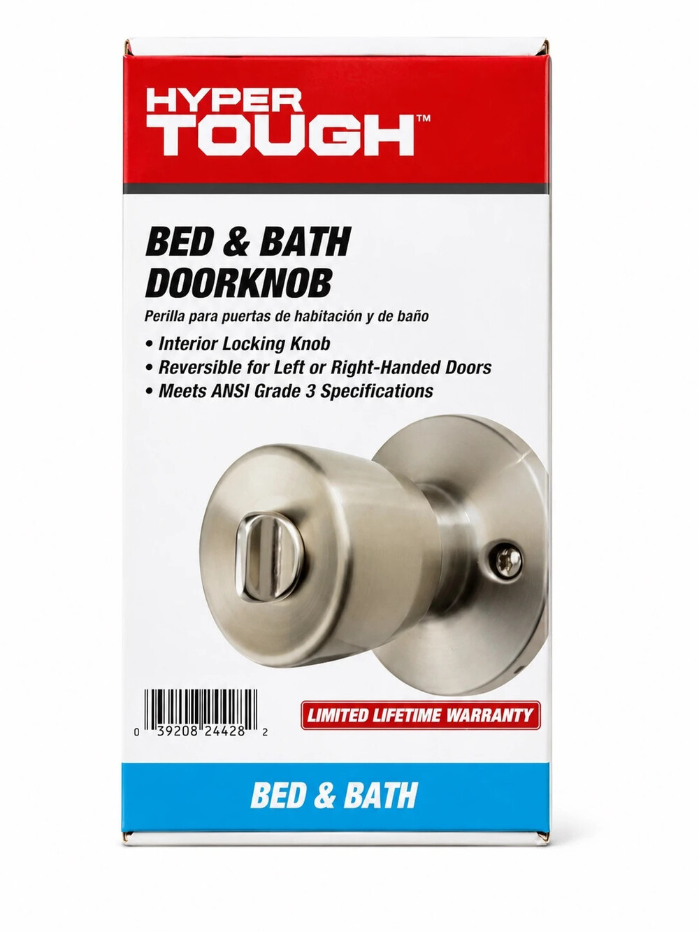 Hyper Tough Bed & Bath Door Knob – Satin Nickel Privacy Lock
